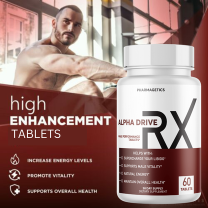 Alpha Drive RX - Male Health Tablets to Boost Energy and Intimate Performance 60 Tablets