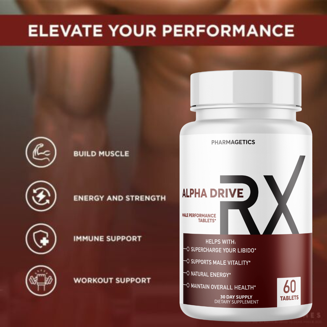 Alpha Drive RX - Male Health Tablets to Boost Energy and Intimate Performance 6 Bottles