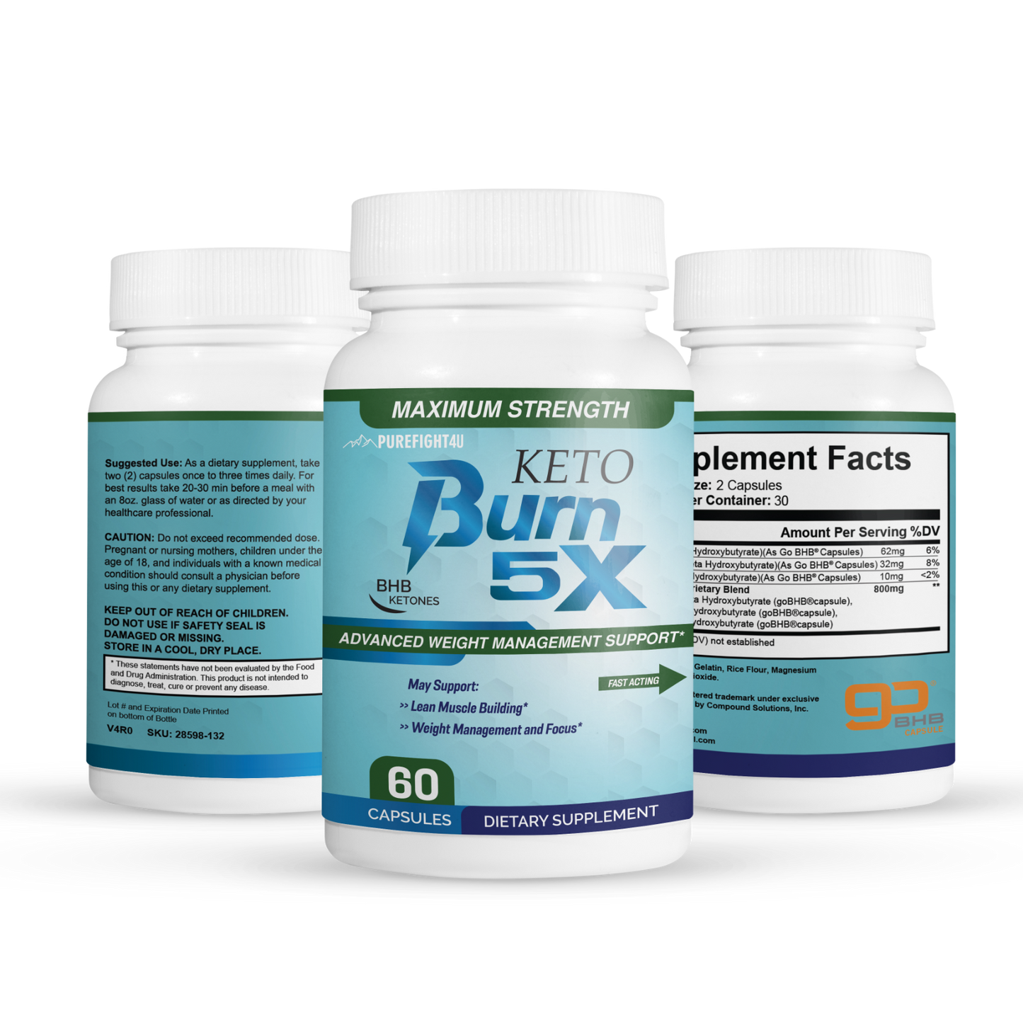 Keto Burn 5x Pills Advanced Weight  Management Support 2 month supply 30