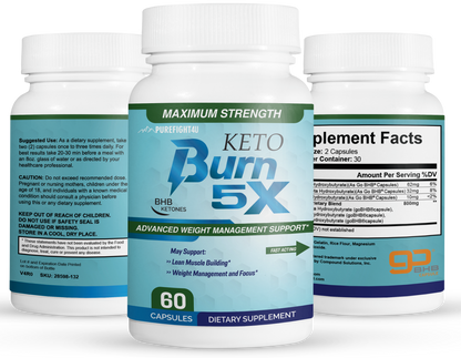 Keto Burn 5x Pills Advanced Weight  Management Support - 4 Bottles 240 Capsules