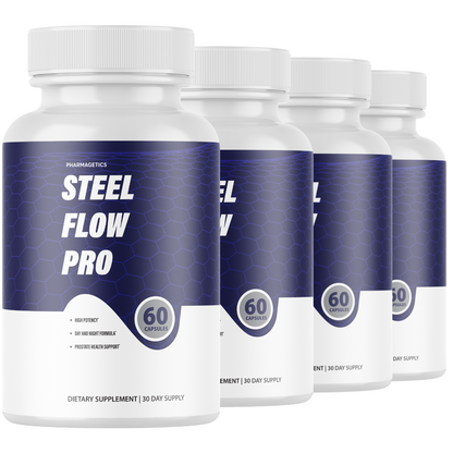 Steel Flow Pro Maximum For Men, SteelFlow Pro Blood Flow -4 Bottles