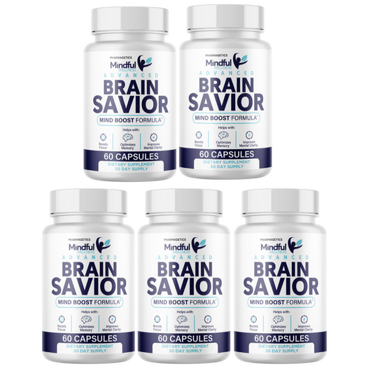 Mindful Wellness Brain Savior - Mind Boost Formula Capsules 5 Bottles 300 Caps