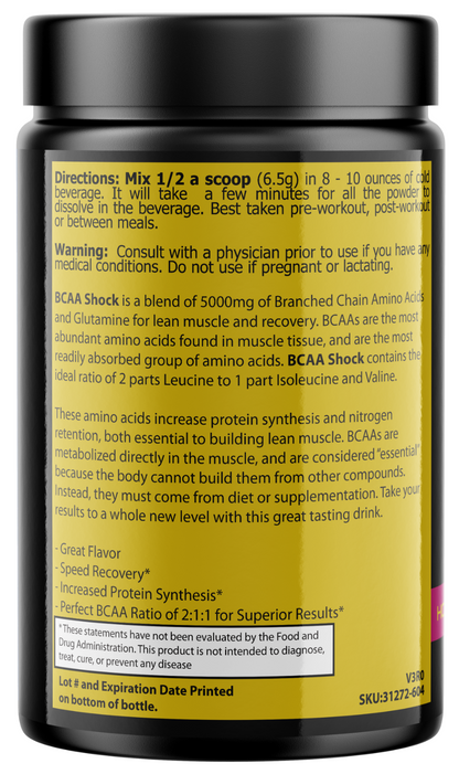 BCAA Shock Powder Honeydew Watermelon Flavor 292 Grams - 2 Bottles