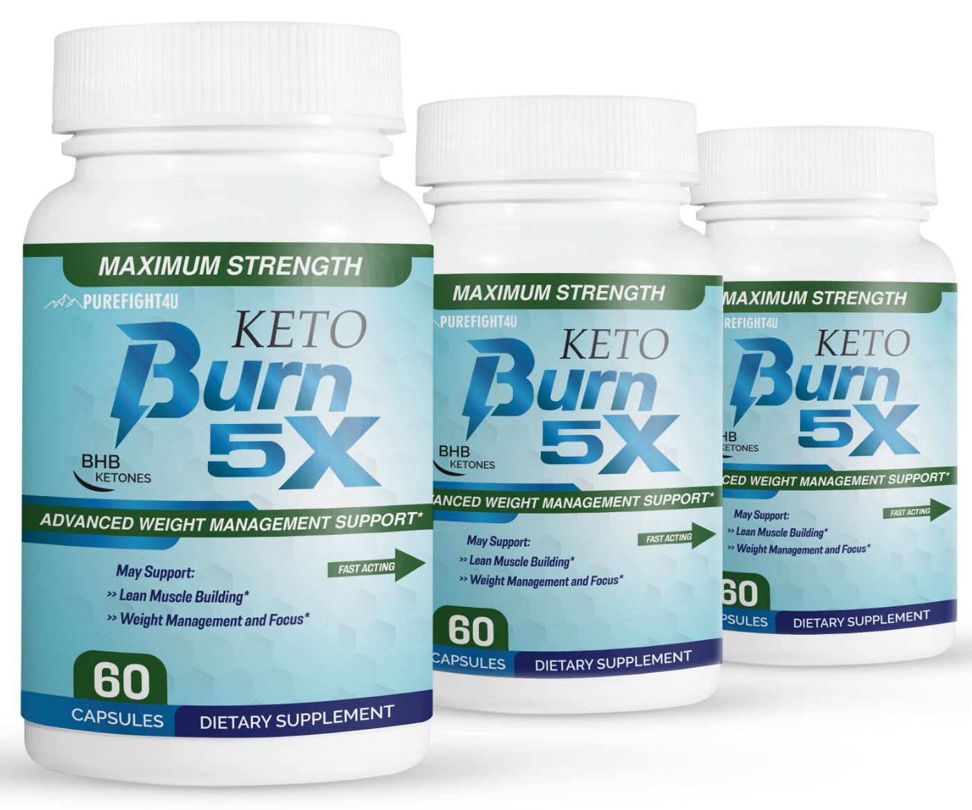 Keto Burn 5x Pills Advanced Weight  Management Support - 3 Bottles 180 Capsules