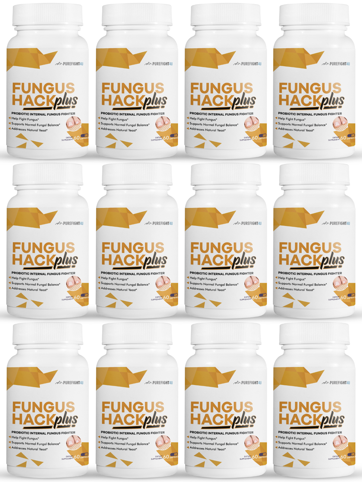 Fungus Hack Plus Probiotic Internal Fungus Fighter 12 Bottles - 720 capsules