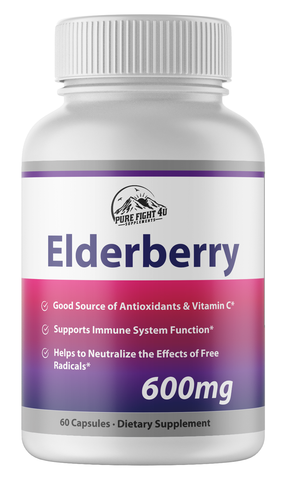 Elderberry Capsules 600mg Immune System Support - 3 Bottles 180 Capsules