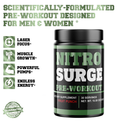 Nitro Surge Pre-workout fruit punch 10.58 oz - 4 Bottles - NEW