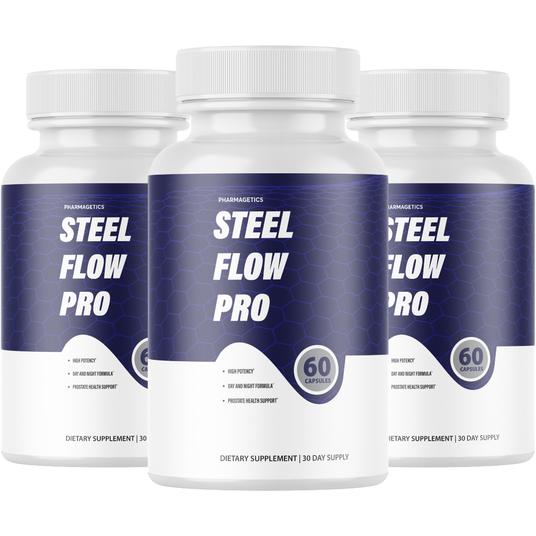 Steel Flow Pro Maximum For Men, SteelFlow Pro Blood Flow - 3 Bottles