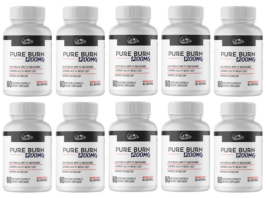 Pure Burn 1200mg Dietary Supplement - 10 Bottles 600 Capsules