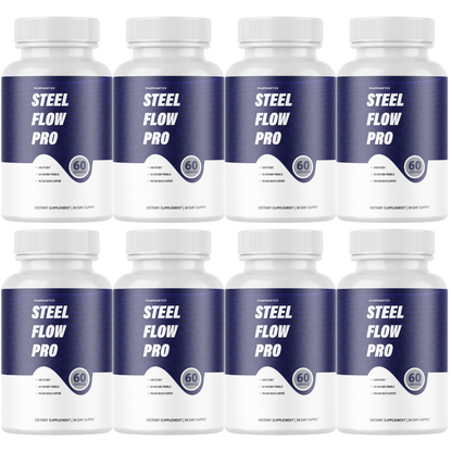 Steel Flow Pro Maximum For Men, SteelFlow Pro Blood Flow - 8 Bottles