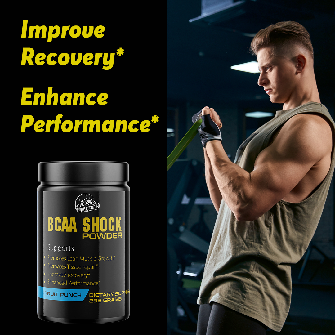 BCAA Shock Powder Fruit Punch Flavor 292 Grams - 10 Bottles