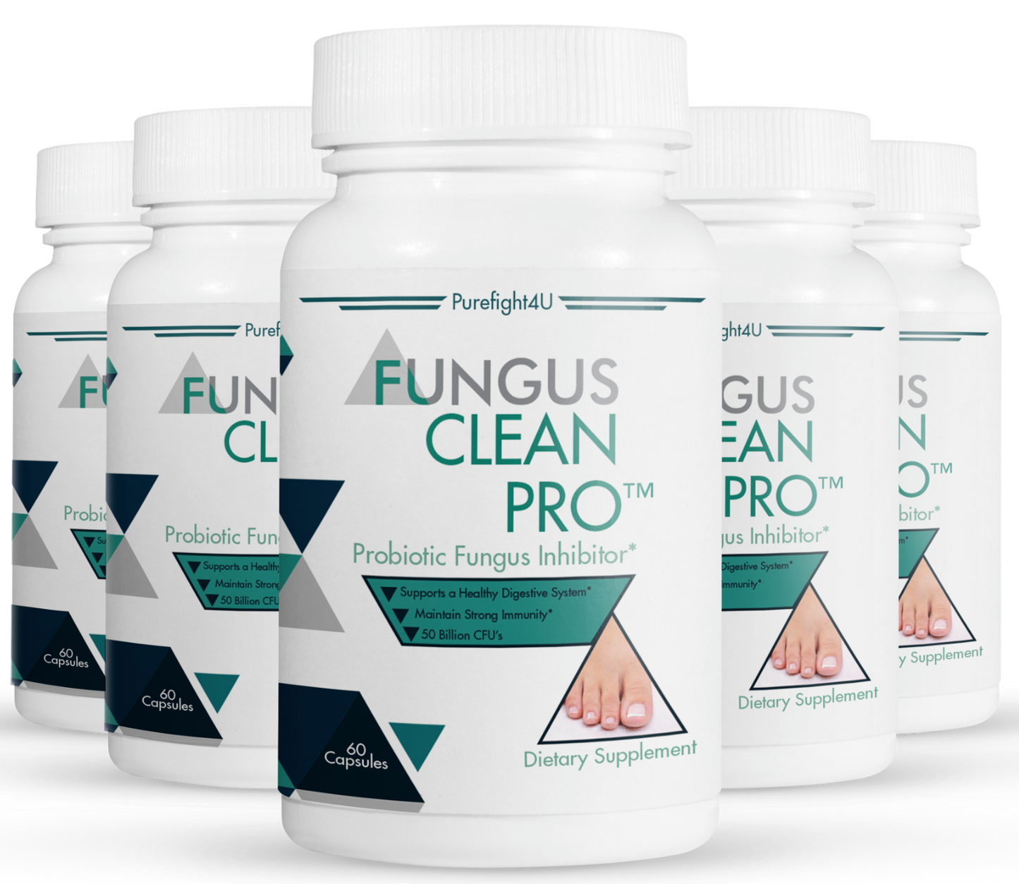 FUNGUS CLEAN PRO Toenail Care - 5 Bottles 300 Vegetarian Capsules