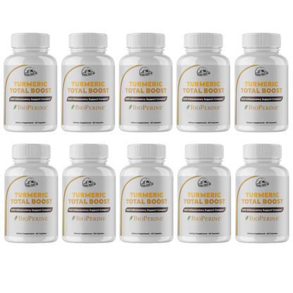 Turmeric Total Boost Anti-Inflammatory Support Complex 10 Bottles 600 Capsules