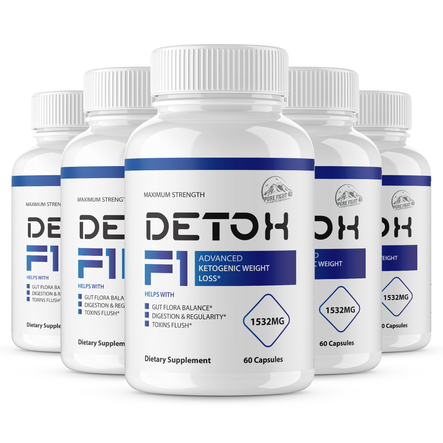 Detox F1 1532MG Advanced Ketogenic Weigh Loss - 5 Bottles 240 Capsules