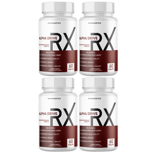 Alpha Drive RX - Male Health Tablets to Boost Energy and Intimate Performance - 4 Bottles