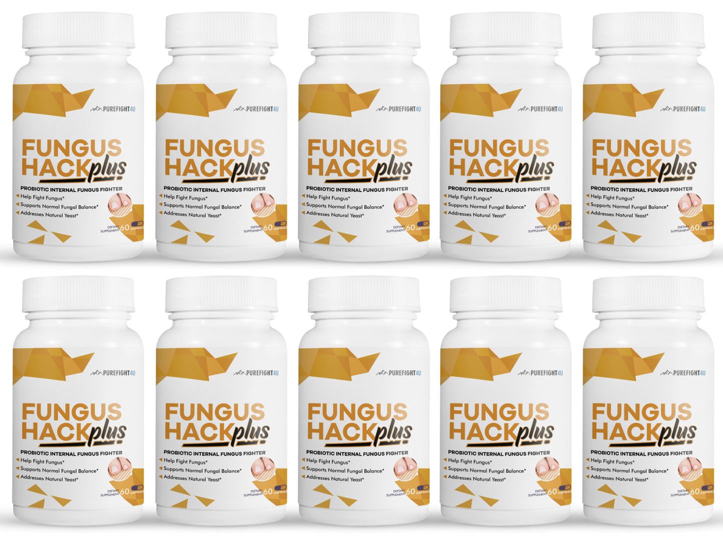 Fungus Hack Plus Probiotic Internal Fungus Fighter- 10 Bottles - 600 capsules