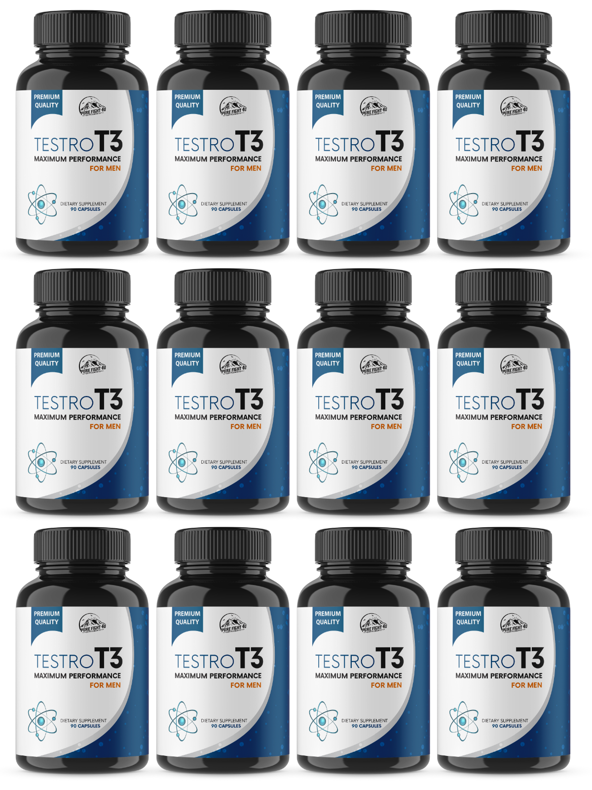 Testro T3 Pills Maximum Performance for Men - 12 Bottles 1080 Capsules