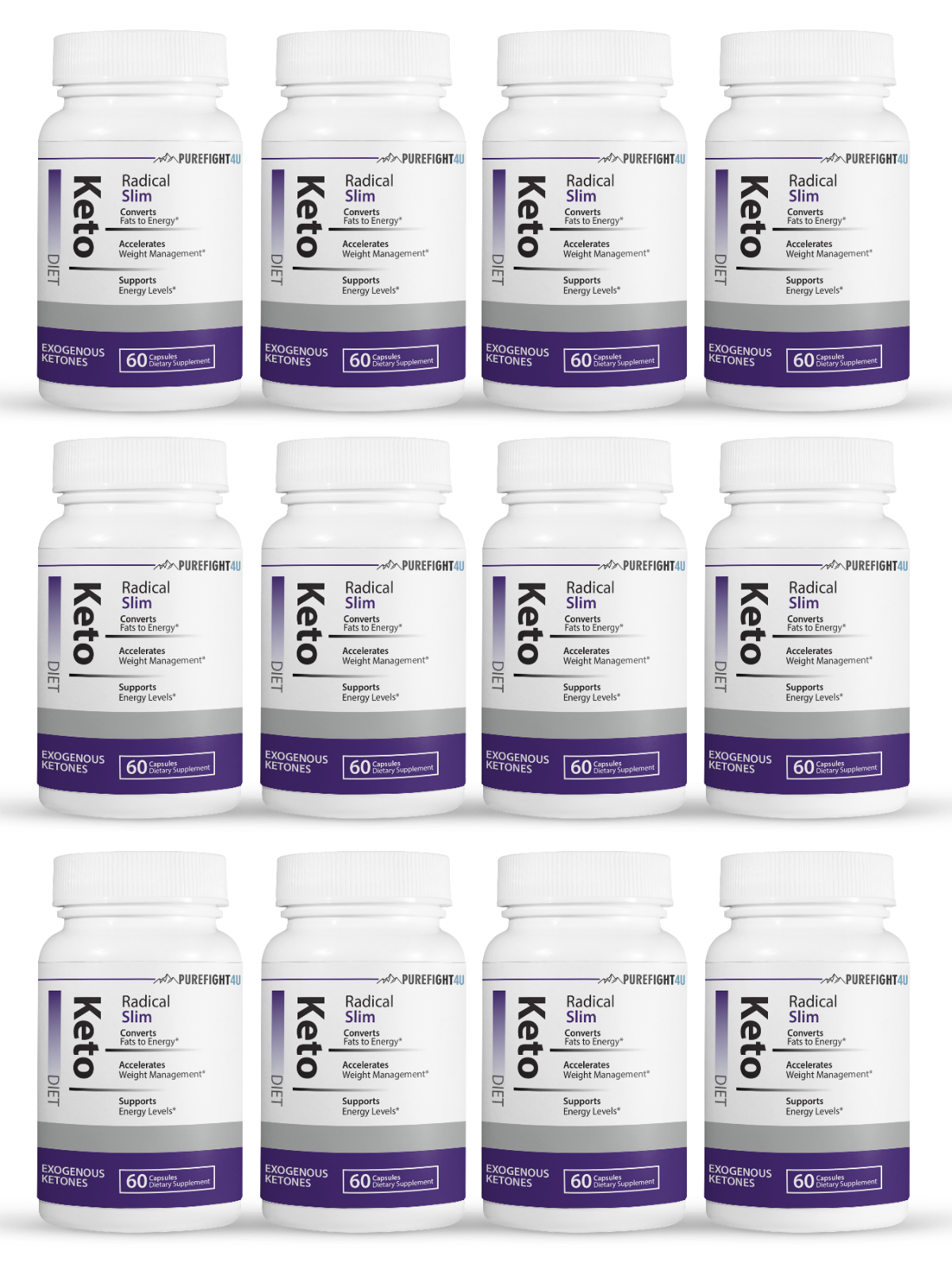 Keto Diet Radical Slime Exogenous Ketones 12 Bottles 720 Capsules