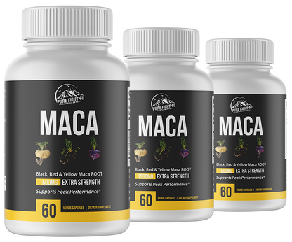 Maca Black, Red,  & Yellow Maca Root 1500mg - 3 Bottles 180 Capsules