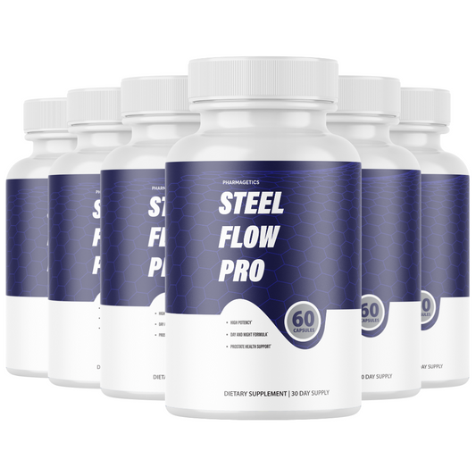 Steel Flow Pro Maximum For Men, SteelFlow Pro Blood Flow - 6 Bottles