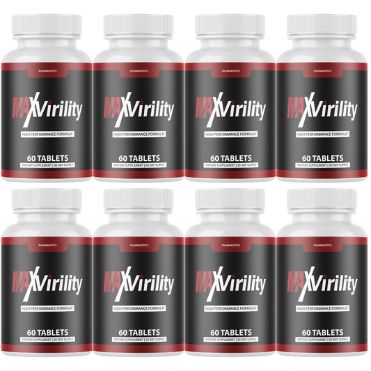 Max Virility Male Health Pills to Boost Stamina and Energy Levels - 8 Bottles