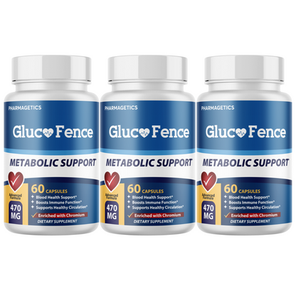 GlucoFence Metabolic Support and Blood Health Support 3 Bottles 180 Capsules