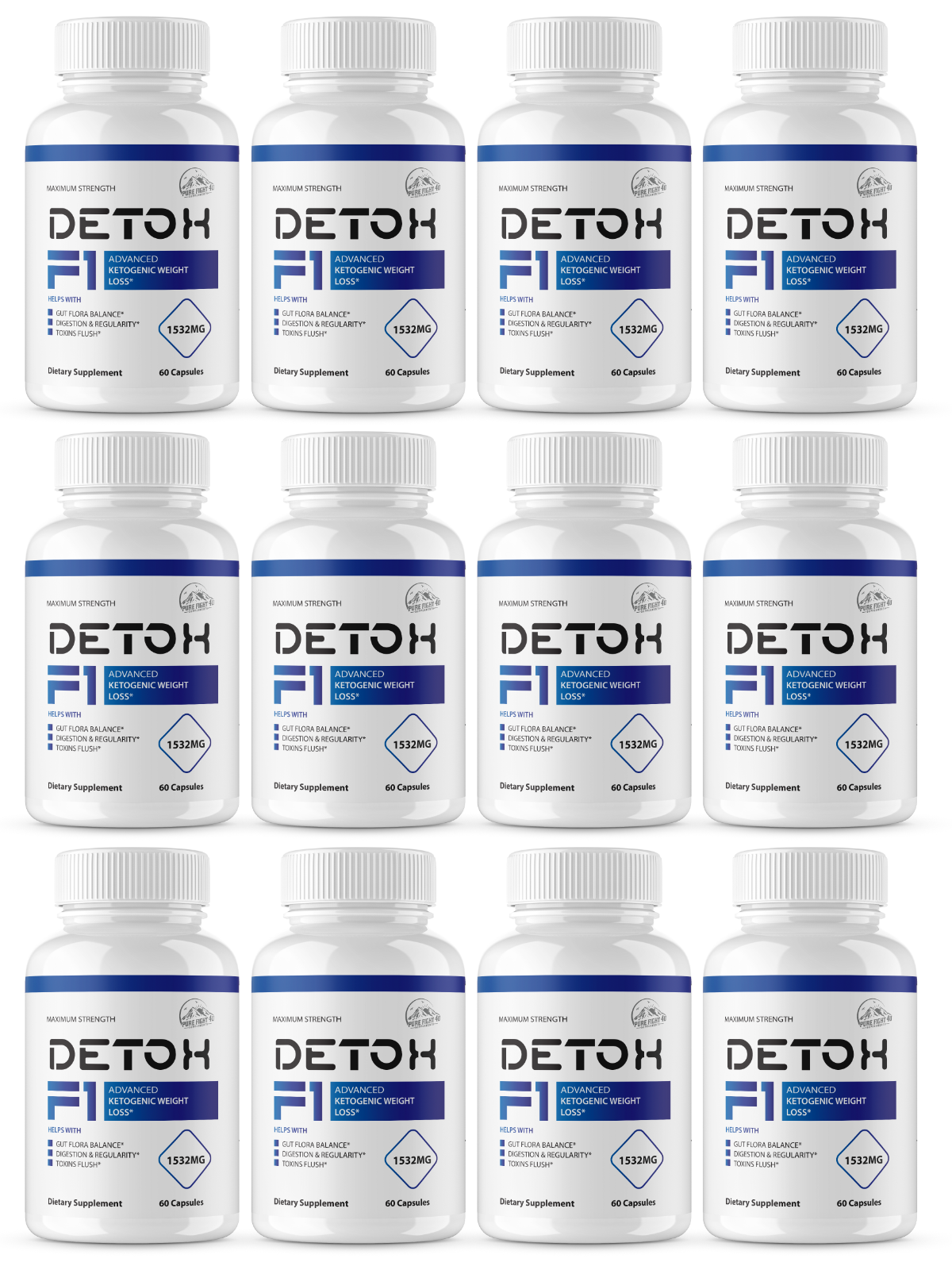 Detox F1 1532MG Advanced Ketogenic Weigh Loss - 12 Bottles 720 Capsules