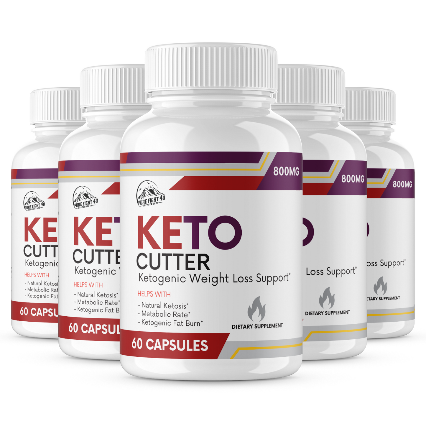 Keto Cutter Ketogenic Weight Loss Support - 5 Bottles 300 Capsules