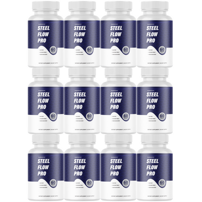 Steel Flow Pro Maximum For Men, SteelFlow Pro Blood Flow - 12 Bottles