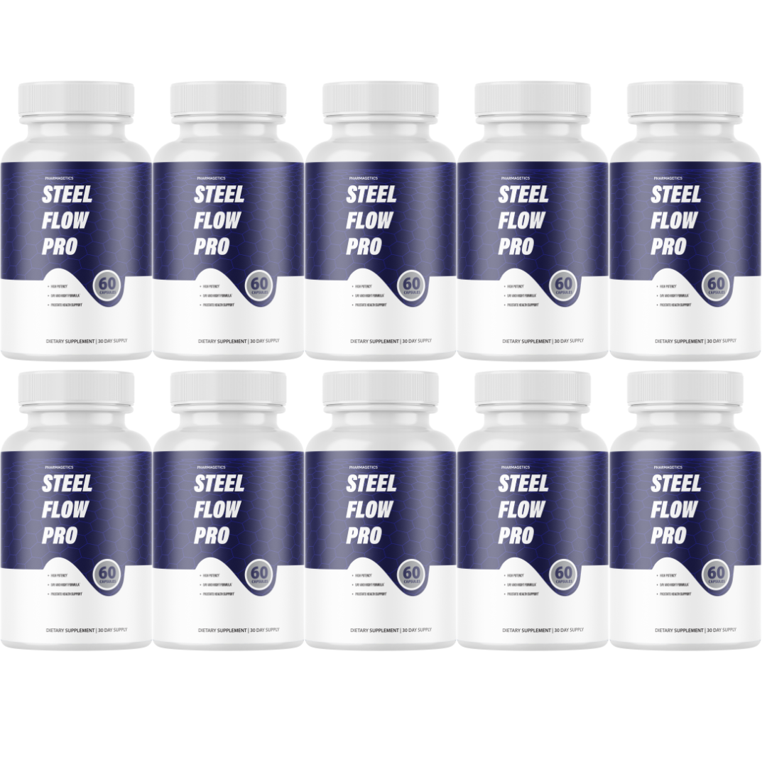 Steel Flow Pro Maximum For Men, SteelFlow Pro Blood Flow - 10 Bottles