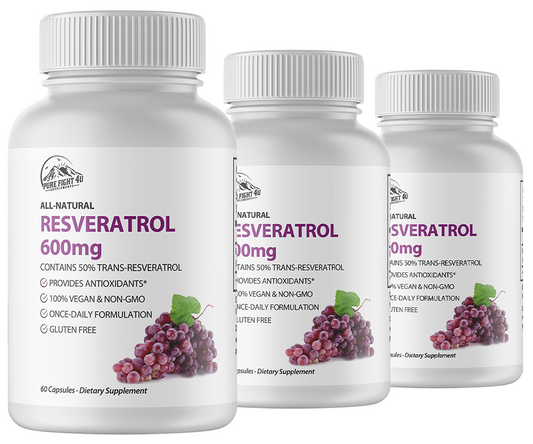 Resveratrol 600mg Dietary Supplement - 3 Bottles 180 Capsules