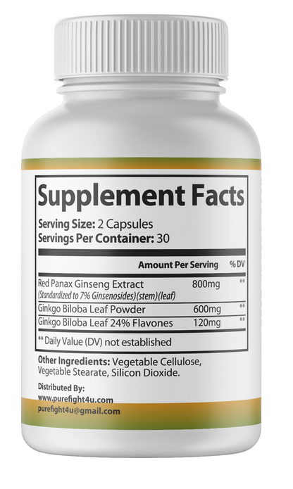 Ginkgo Biloba+Red Panax Ginseng Premium Green Superfood - 5 Bottles 300 Capsules