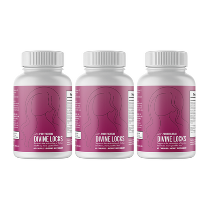 Divine Locks Complex Advanced Unique Hair Growth Vitamins-3 Bottles 180 Capsules