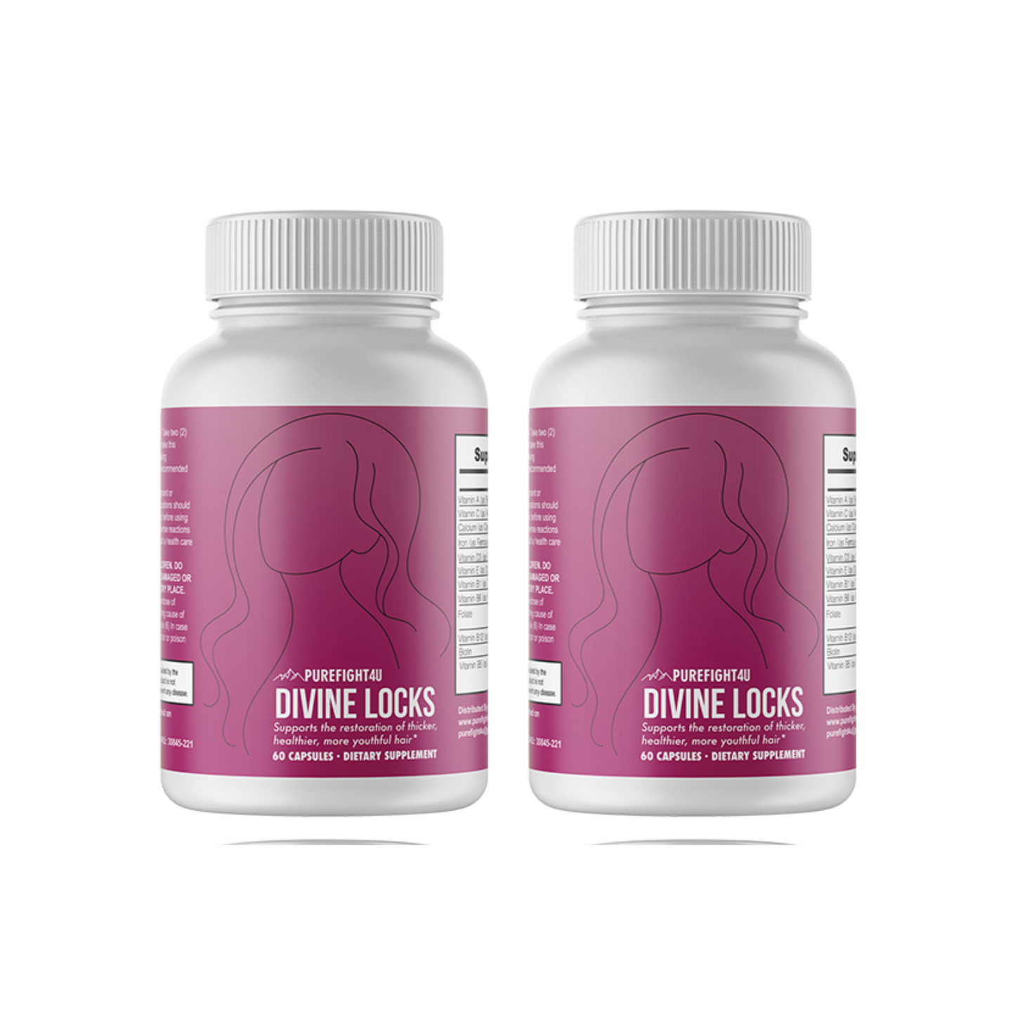 Divine Locks Complex Advanced Unique Hair Growth Vitamins-4 Bottles 240 Capsules