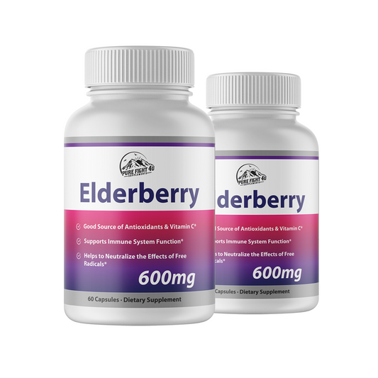 Elderberry Capsules 600mg Immune System Support - 2 Bottles 120 Capsules