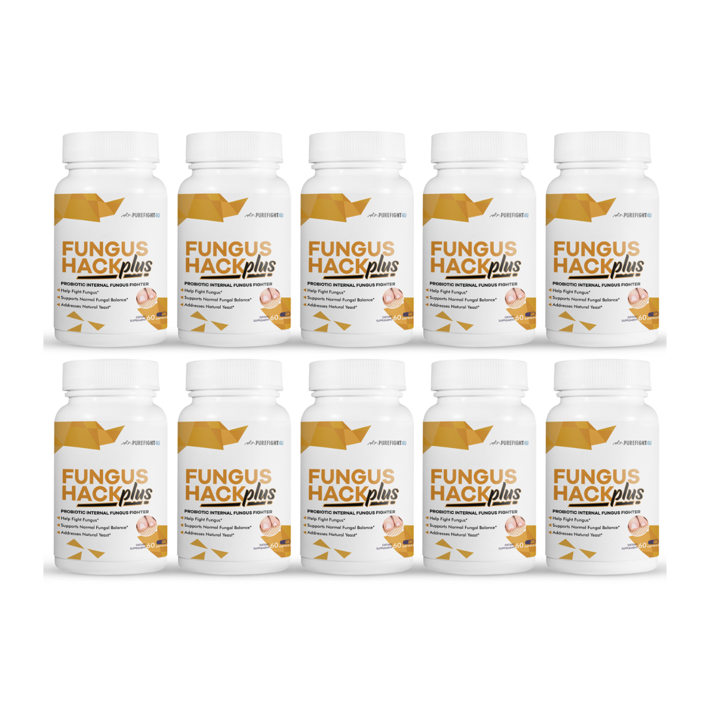 Fungus Hack Plus Probiotic Internal Fungus Fighter- 10 Bottles - 600 capsules