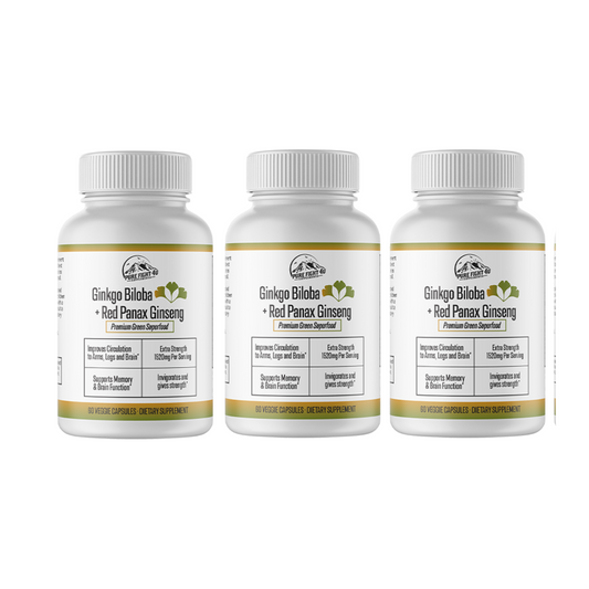 Ginkgo Biloba+Red Panax Ginseng Premium Green Superfood -12 Bottles 720 Capsules