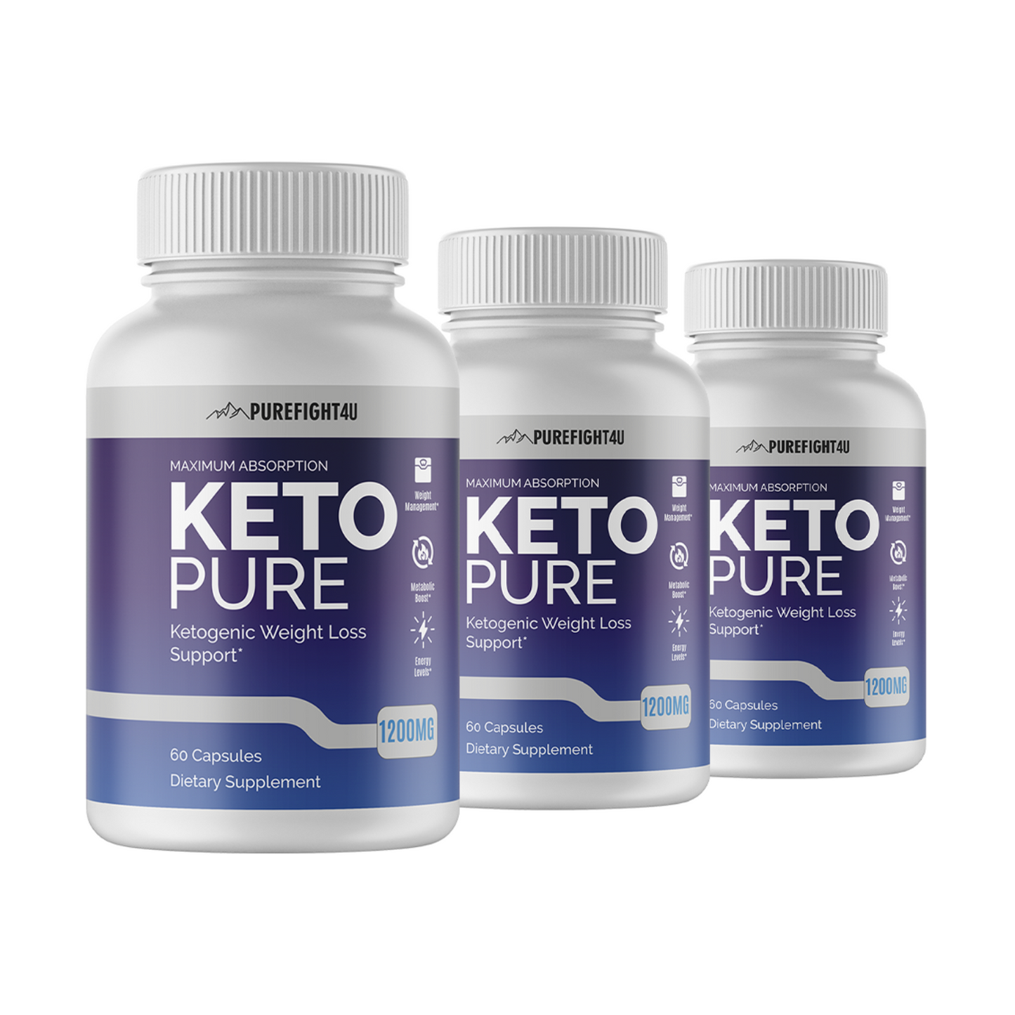 Keto Pure Ketogenic Weight Loss Support - 3 Bottles 180 Capsules