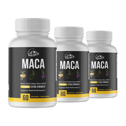 Maca Black, Red,  & Yellow Maca Root 1500mg - 3 Bottles 180 Capsules