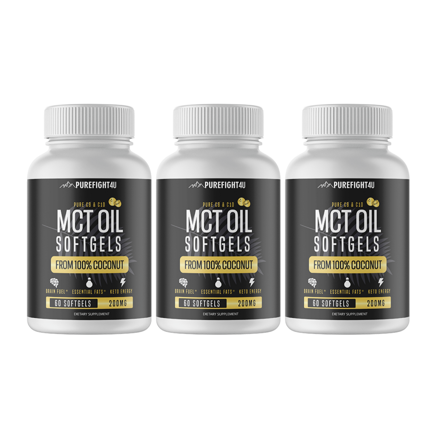 MCT Oil 200 MG 3 Bottles - 180 SoftGels