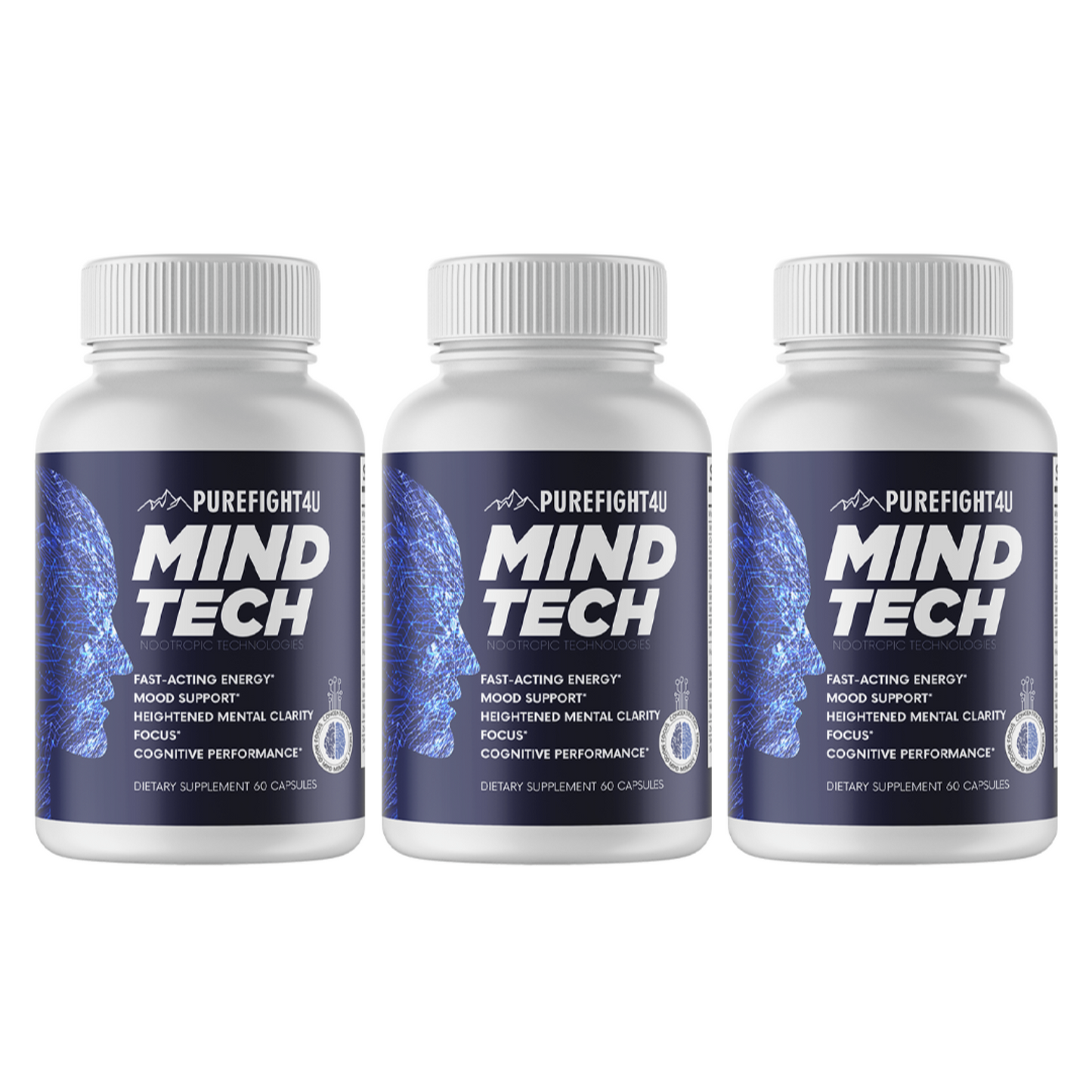 MindTech Nootropic Technologies  Brain Booster Supplement 3 Bottles 180 Capsules