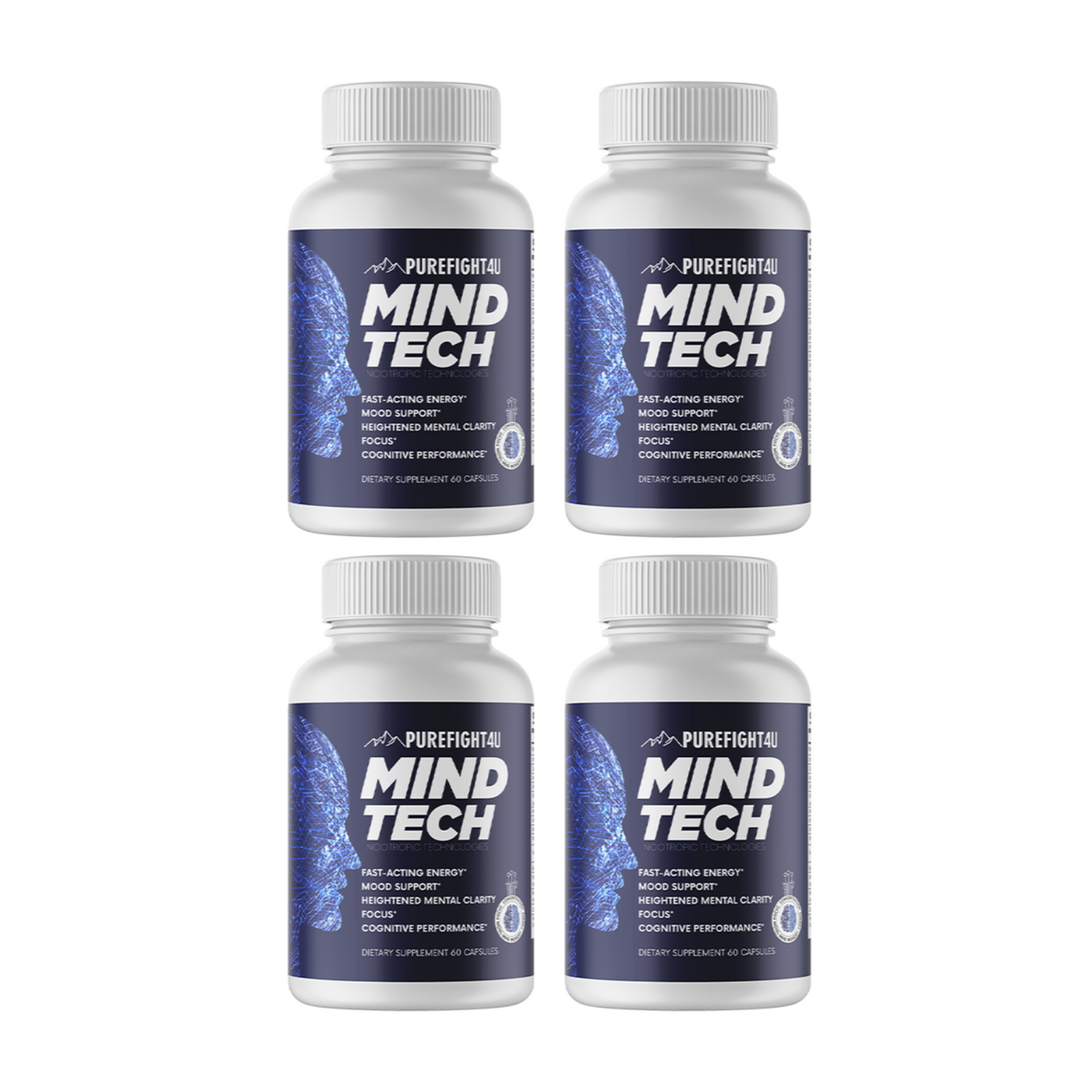 MindTech Nootropic Technologies  Brain Booster Supplement 4 Bottles 240 Capsules