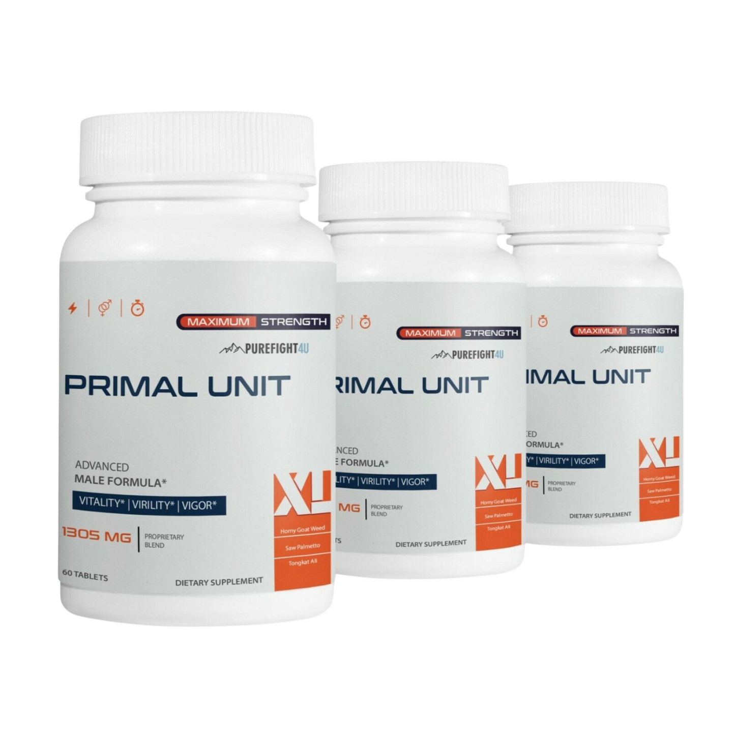 PRIMAL UNIT XL Pills For Men  1305mg - 3 Bottles 180 Capsules