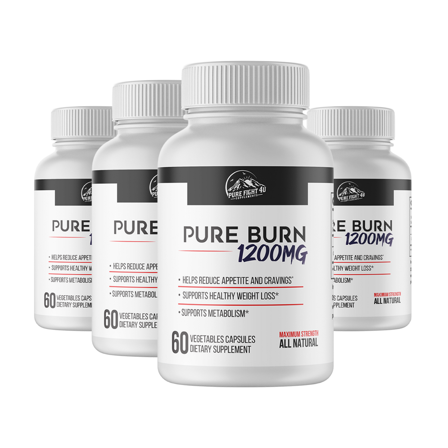 Pure Burn 1200mg Dietary Supplement - 4 Bottles 240 Capsules