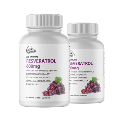 Resveratrol 600mg Dietary Supplement - 2 Bottles 120 Capsules