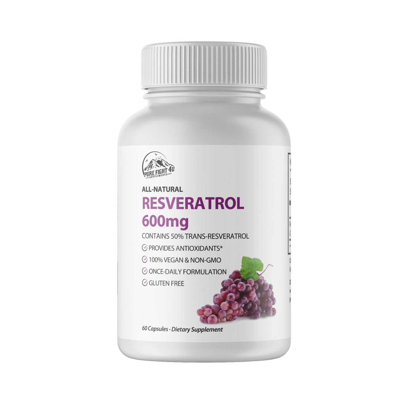 Resveratrol 600mg Dietary Supplement 60 Capsules