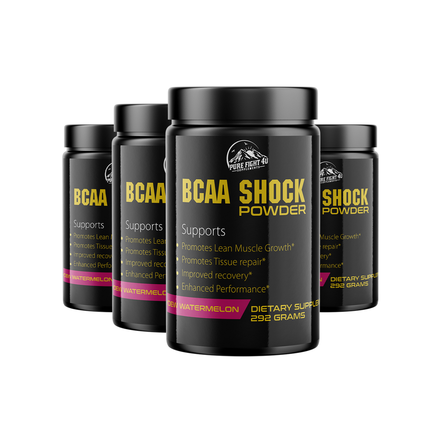 BCAA Shock Powder Honeydew Watermelon Flavor 292 Grams - 4 Bottles