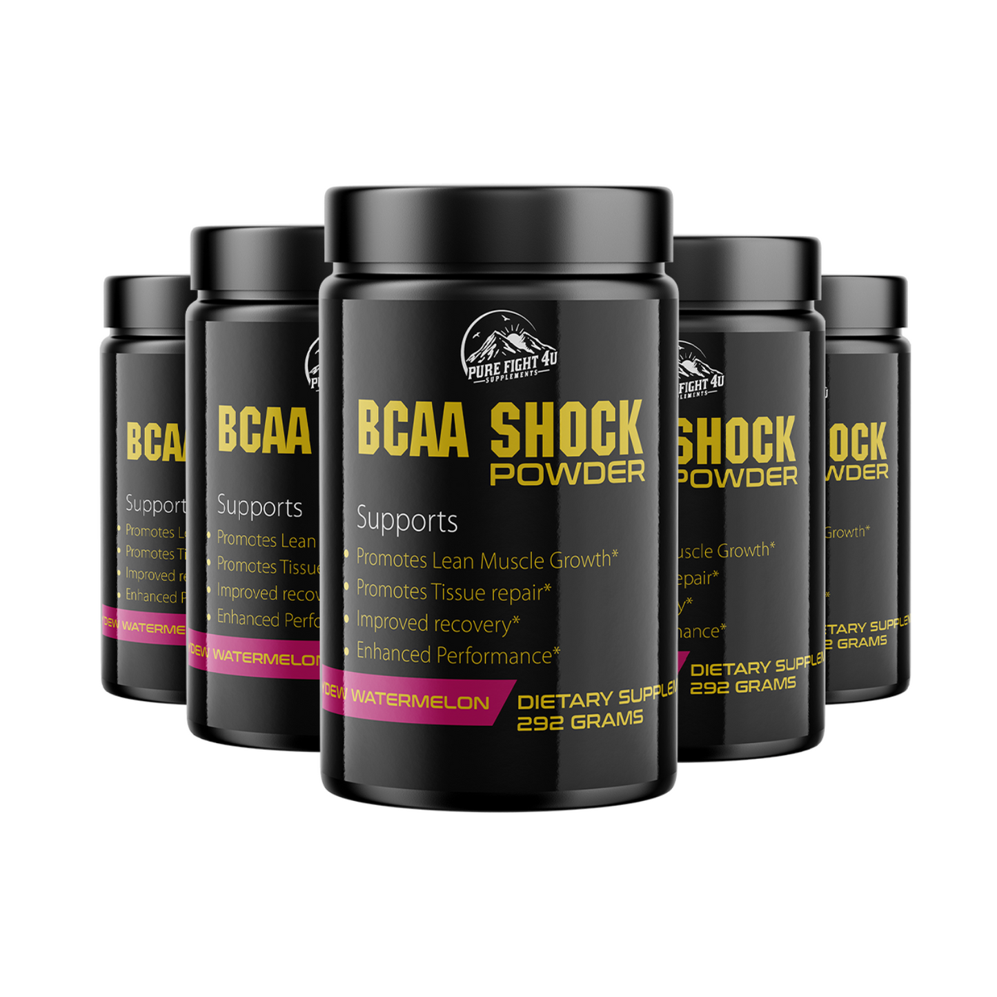 BCAA Shock Powder Honeydew Watermelon Flavor 292 Grams - 5 Bottles