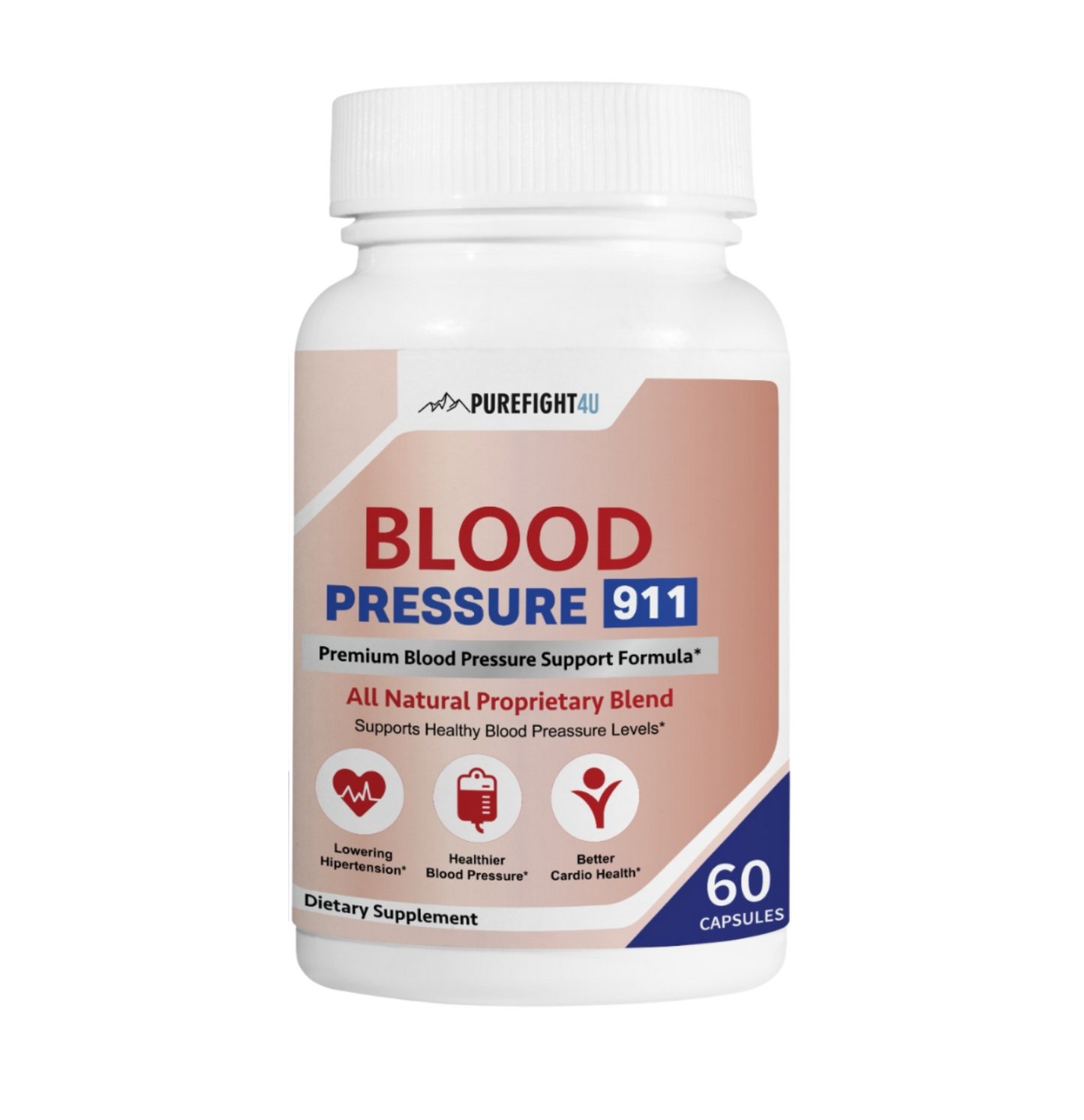 Blood Pressure 911 Premium Blood Pressure Support - 3 Bottles 180 Capsules