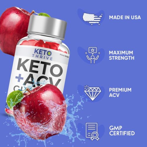 Keto Thrive Keto ACV Gummies, Ketothrive Max Strength with ACV (2 pack)